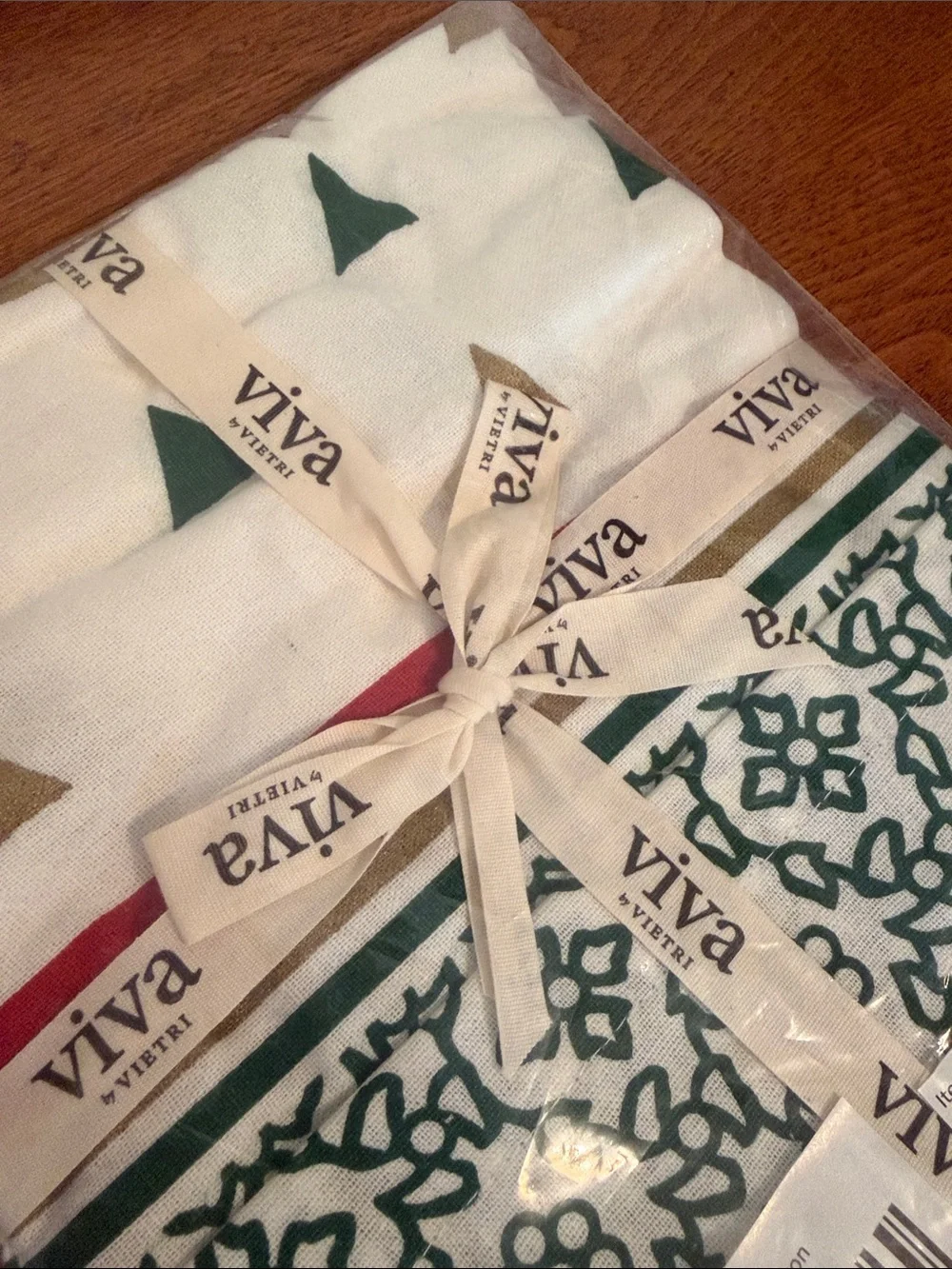 Viva by Vietri Green/Gold Bohemian Linen Apron